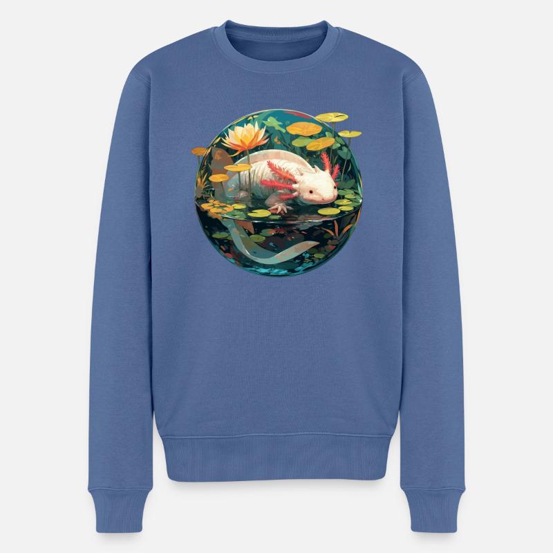 Axolotl - Pull Premium bio Homme - bleu pigeon
