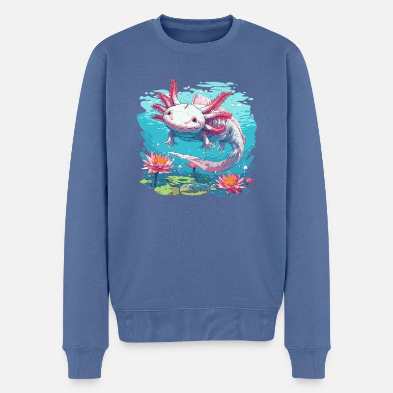 Axolotl - Pull Premium bio Homme - bleu pigeon