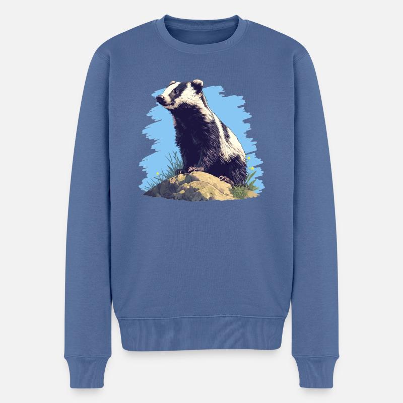 Badger Dachse Dachs - Männer Premium Bio Pullover - Taubenblau