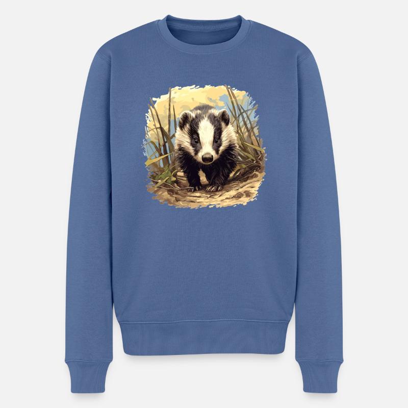 Badger Dachse Dachs - Männer Premium Bio Pullover - Taubenblau