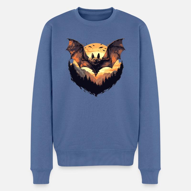 Bat Fledermäuse Fledermaus - Männer Premium Bio Pullover - Taubenblau