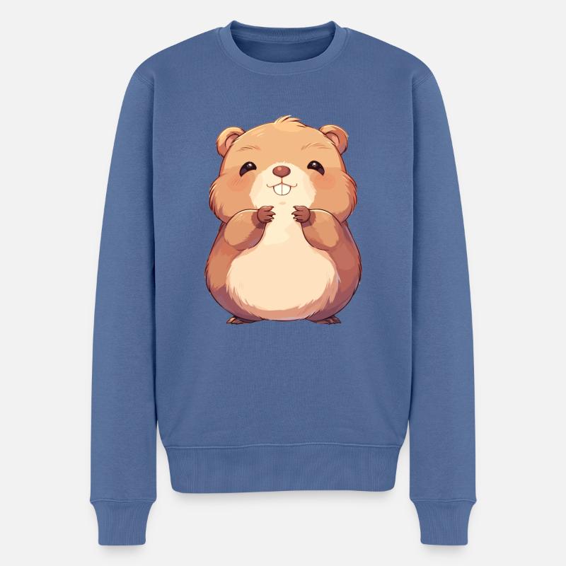 Beaver Biber - Männer Premium Bio Pullover - Taubenblau