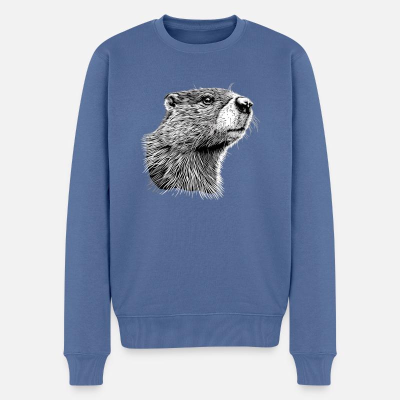 Beaver Biber - Pull Premium bio Homme - bleu pigeon