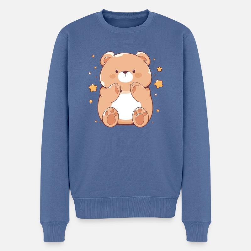 Ours Bären Bär - Pull Premium bio Homme - bleu pigeon