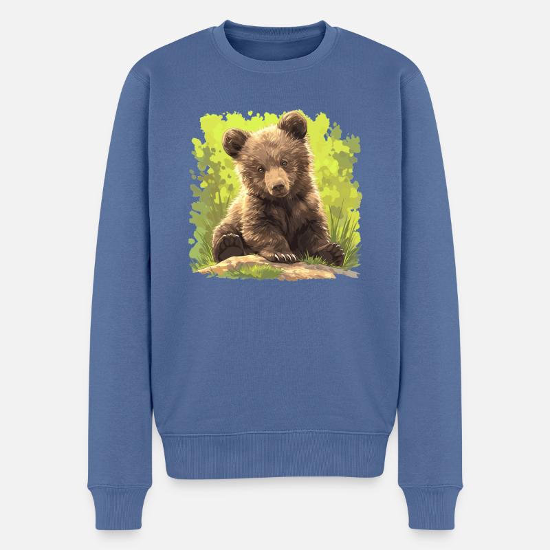 Ours Bären Bär - Pull Premium bio Homme - bleu pigeon