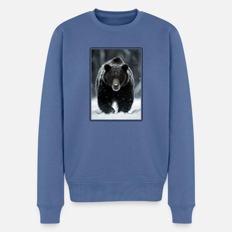Ours Bären Bär - Pull Premium bio Homme - bleu pigeon