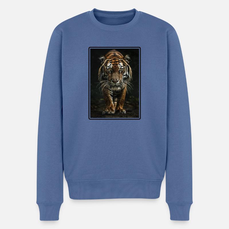 Tiger - Männer Premium Bio Pullover - Taubenblau
