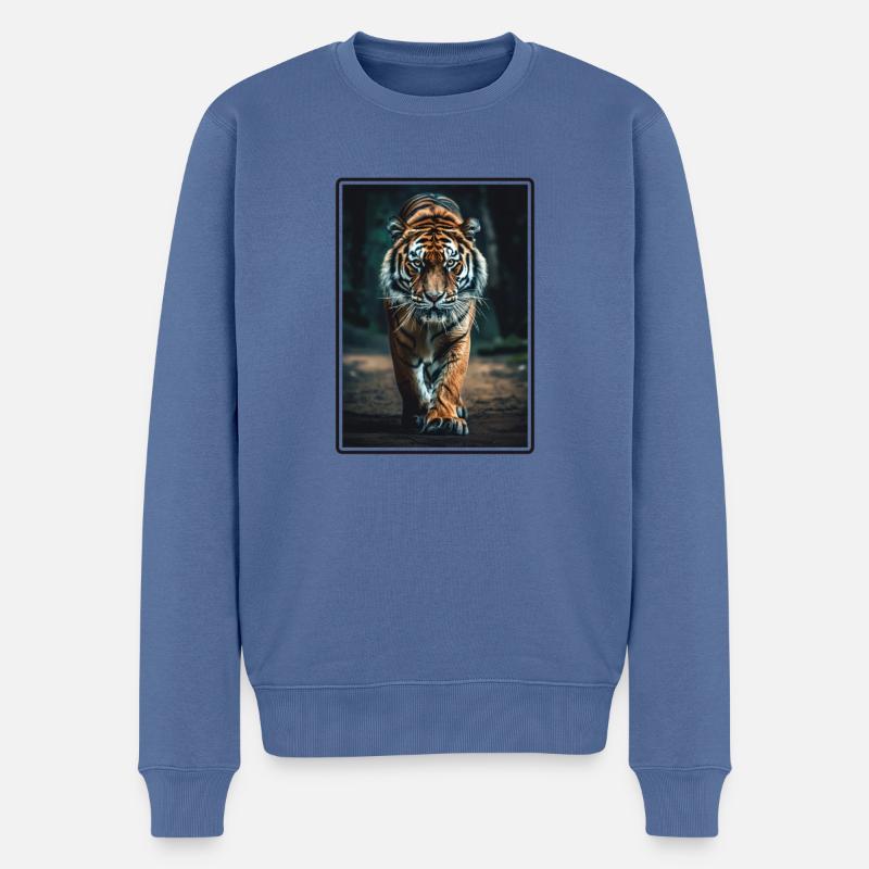 Tiger - Männer Premium Bio Pullover - Taubenblau