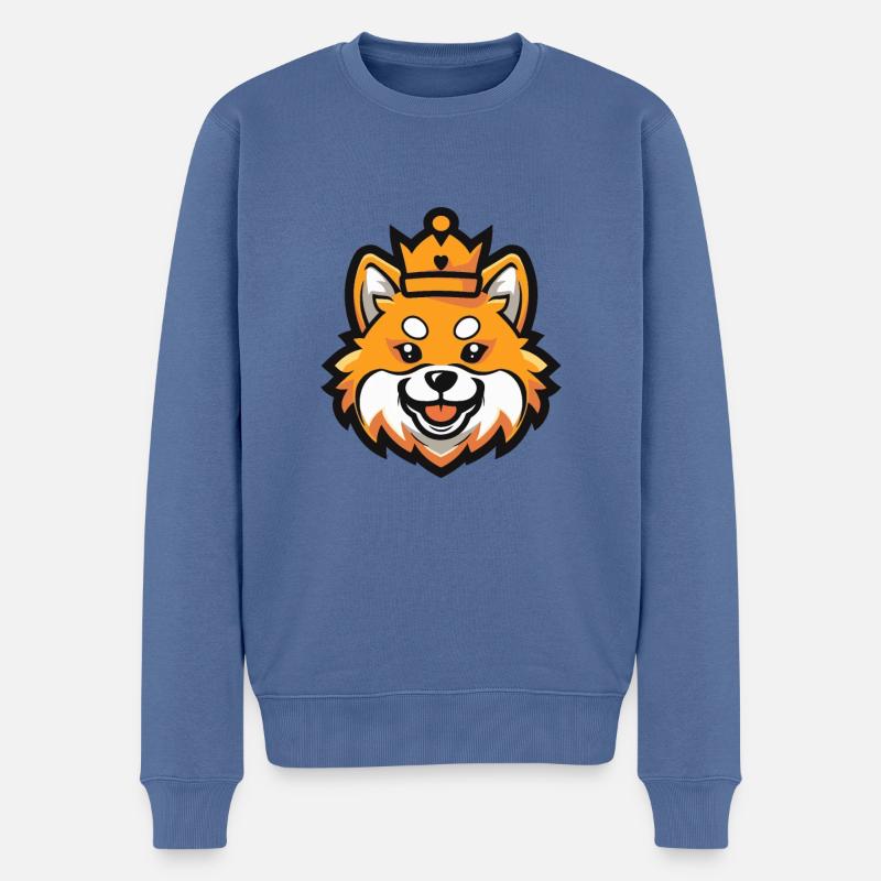 Pomeranian Hund Krone - Männer Premium Bio Pullover - Taubenblau