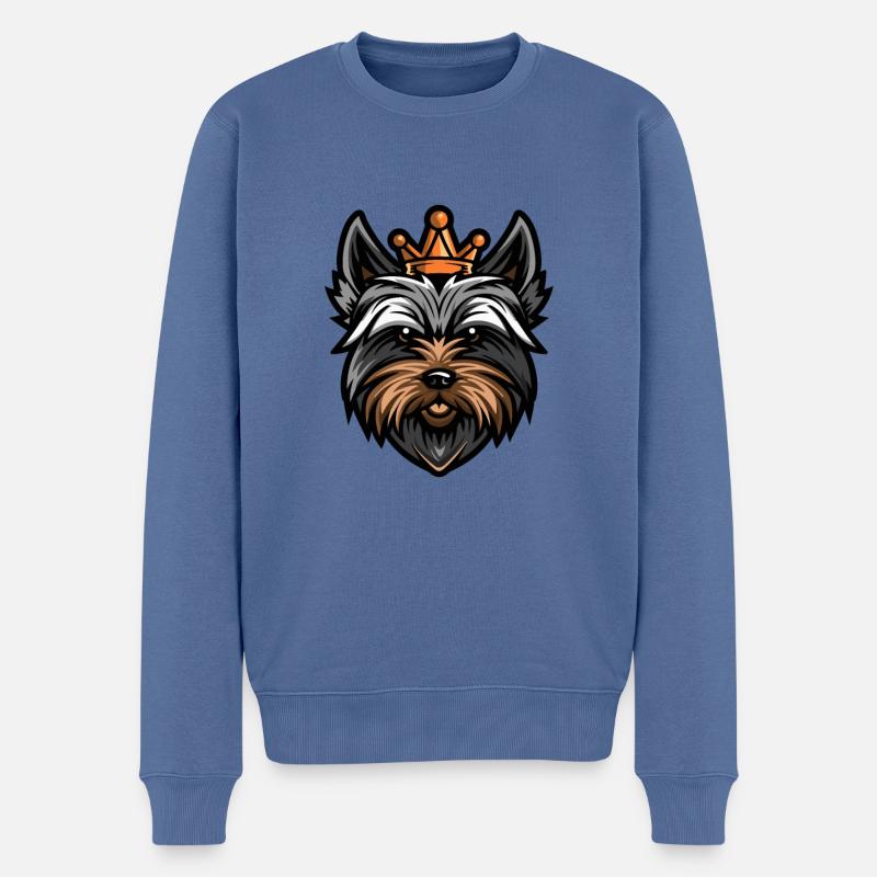 Yorkshire Terrier Hund Krone - Männer Premium Bio Pullover - Taubenblau