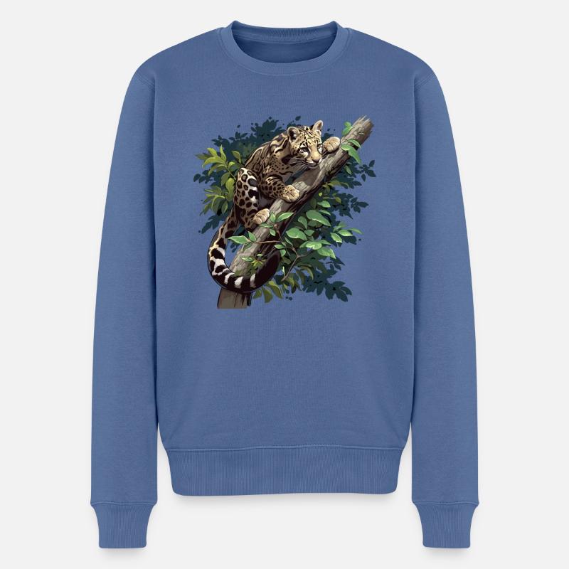 Clouded Leopard Nebelparder - Männer Premium Bio Pullover - Taubenblau