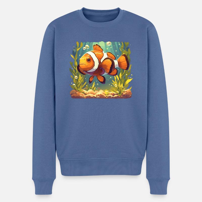 Clownfish Clownfische Clownfisch - Männer Premium Bio Pullover - Taubenblau