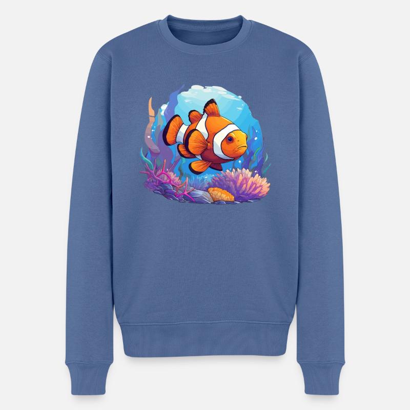 Clownfish Clownfische Clownfisch - Männer Premium Bio Pullover - Taubenblau