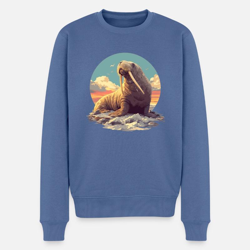 Walrus Walrosse Walross - Männer Premium Bio Pullover - Taubenblau