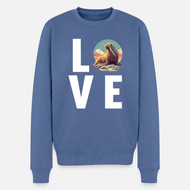 Morse Walrosse Walross - Pull Premium bio Homme - bleu pigeon