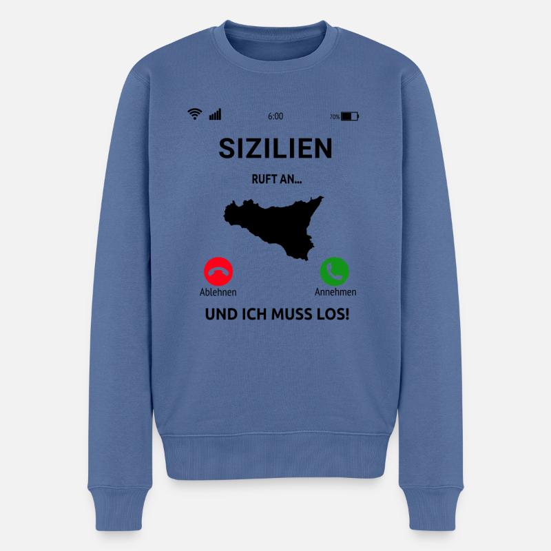 Sizilien Italien Urlaub Sicilia Idee - Männer Premium Bio Pullover - Taubenblau