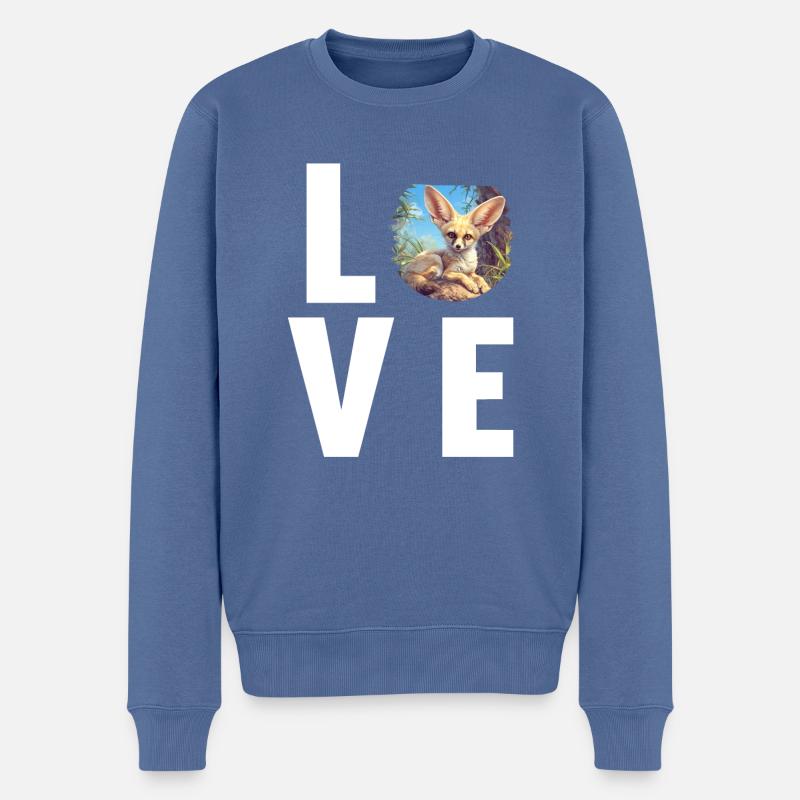 Fennec Fox Fenneks Fennek - Männer Premium Bio Pullover - Taubenblau