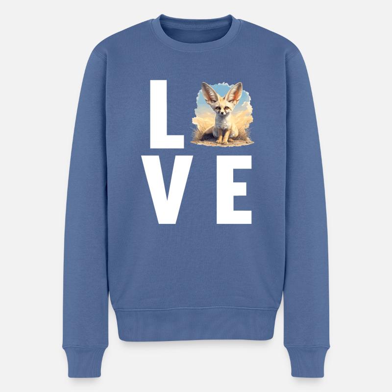 Fennec Fox Fenneks Fennek - Männer Premium Bio Pullover - Taubenblau
