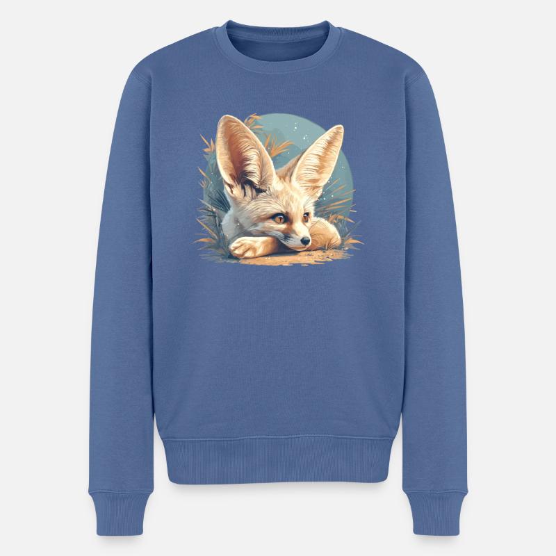 Fennec Fox Fenneks Fennek - Männer Premium Bio Pullover - Taubenblau
