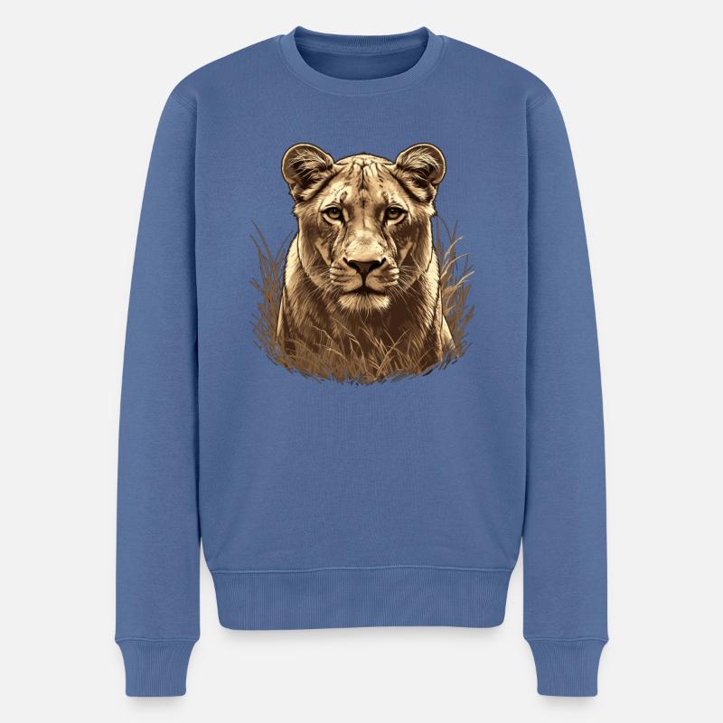 Lioness Löwinnen Löwin - Männer Premium Bio Pullover - Taubenblau
