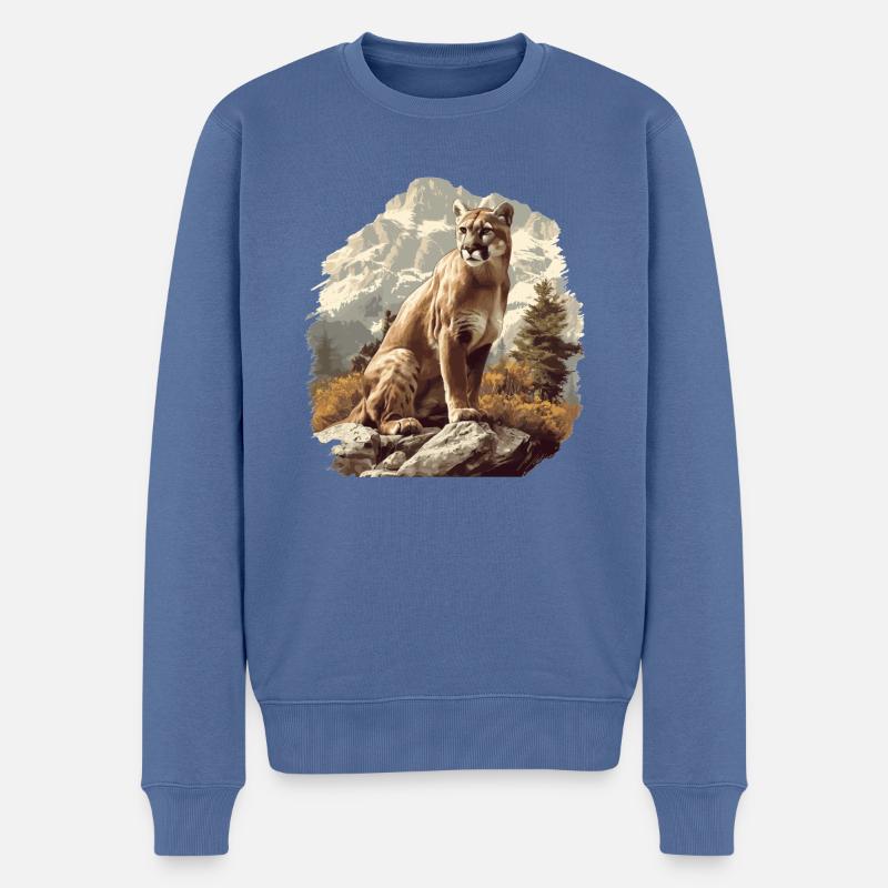 Cougar Berglöwen Berglöwe - Männer Premium Bio Pullover - Taubenblau
