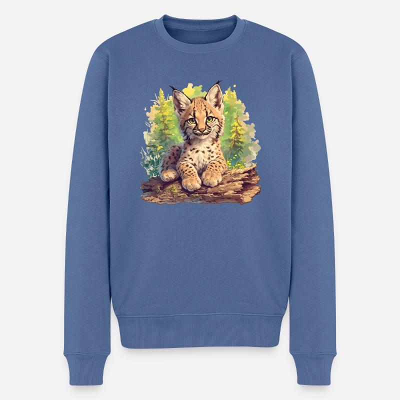 Lynx Luchse Luchs - Pull Premium bio Homme - bleu pigeon