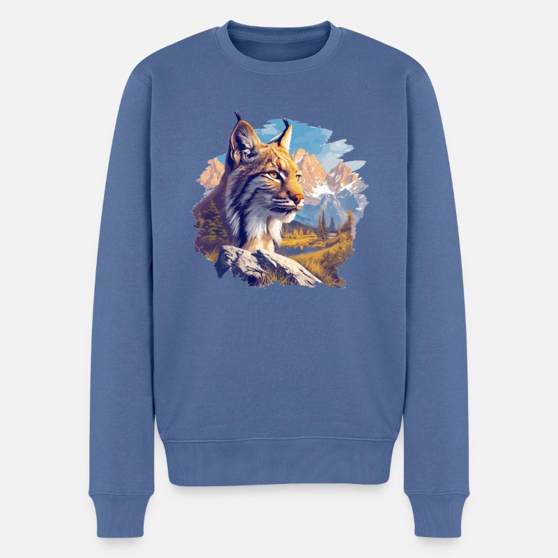 Lynx Luchse Luchs - Männer Premium Bio Pullover - Taubenblau