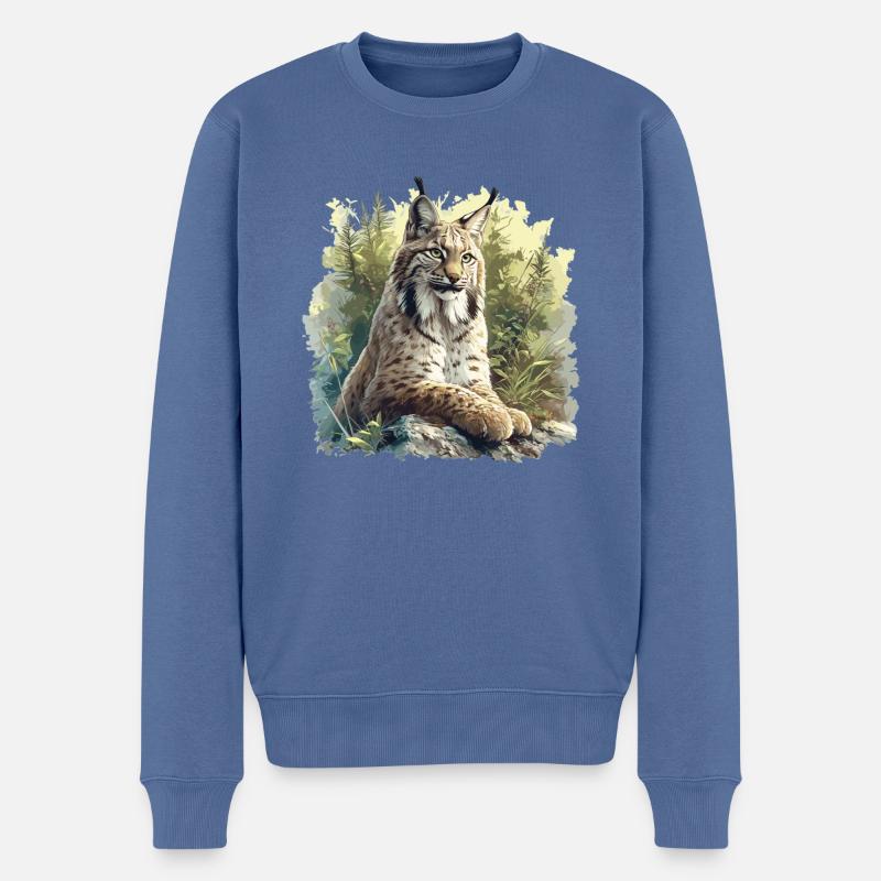 Lynx Luchse Luchs - Pull Premium bio Homme - bleu pigeon
