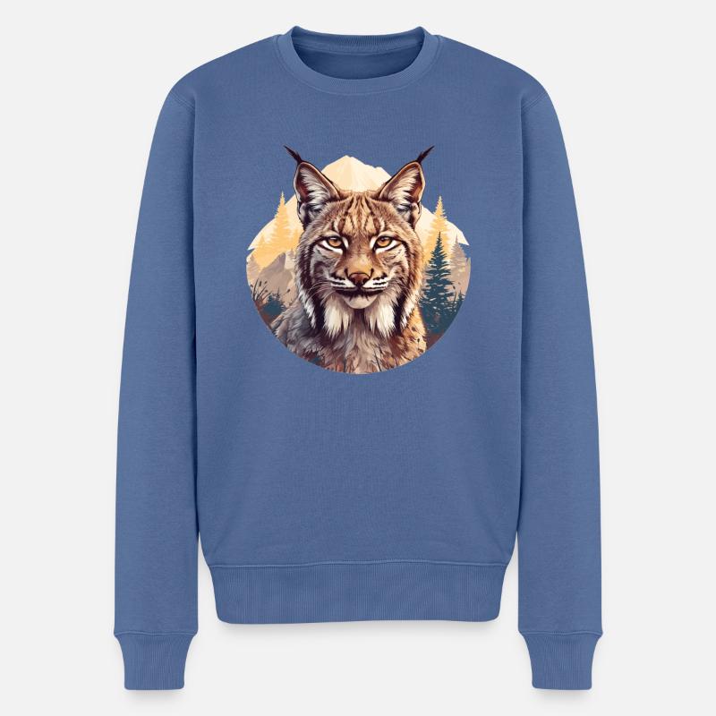 Lynx Luchse Luchs - Pull Premium bio Homme - bleu pigeon