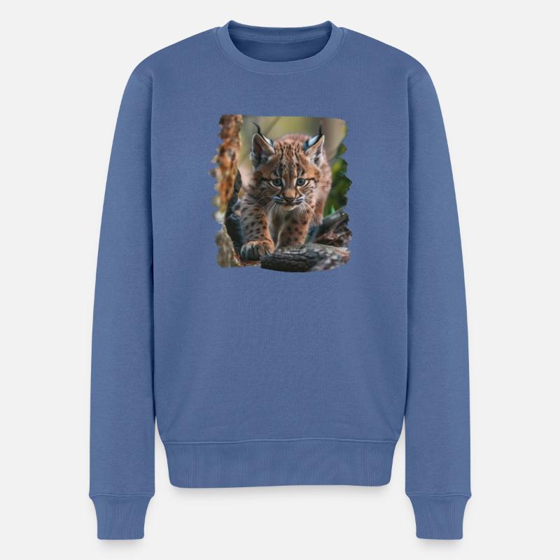 Lynx Luchse Luchs - Männer Premium Bio Pullover - Taubenblau