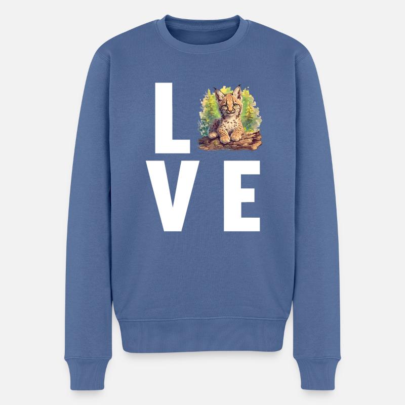 Lynx Luchse Luchs - Pull Premium bio Homme - bleu pigeon