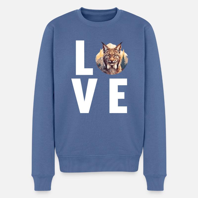 Lynx Luchse Luchs - Pull Premium bio Homme - bleu pigeon