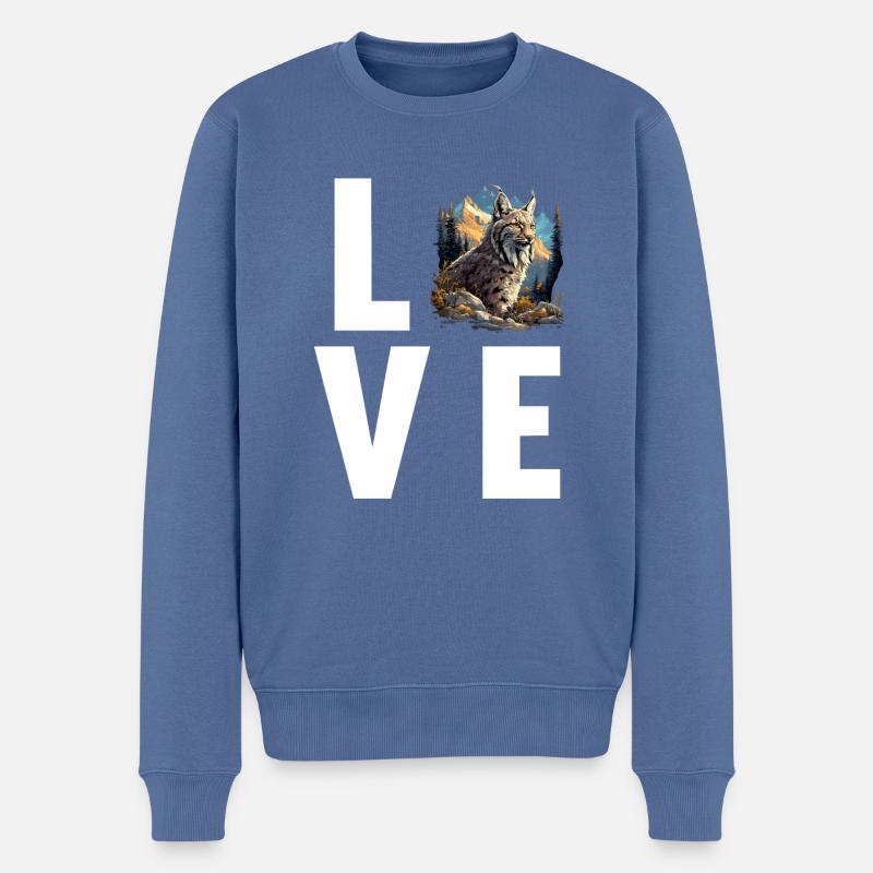 Lynx Luchse Luchs - Männer Premium Bio Pullover - Taubenblau