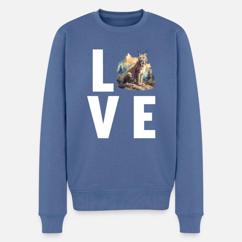 Lynx Luchse Luchs - Männer Premium Bio Pullover - Taubenblau