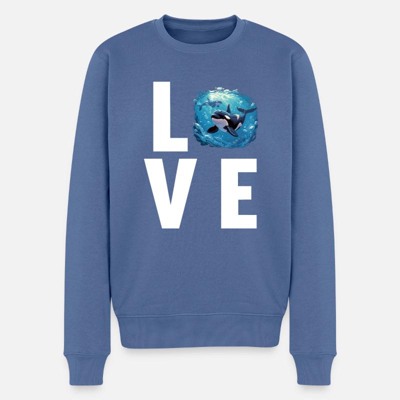 Orcas Orca - Männer Premium Bio Pullover - Taubenblau
