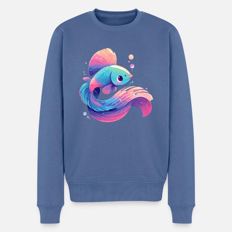 Bettas Betta Fisch Betta - Männer Premium Bio Pullover - Taubenblau