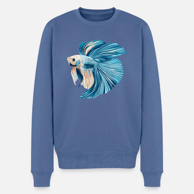 Bettas Betta Fisch Betta - Männer Premium Bio Pullover - Taubenblau
