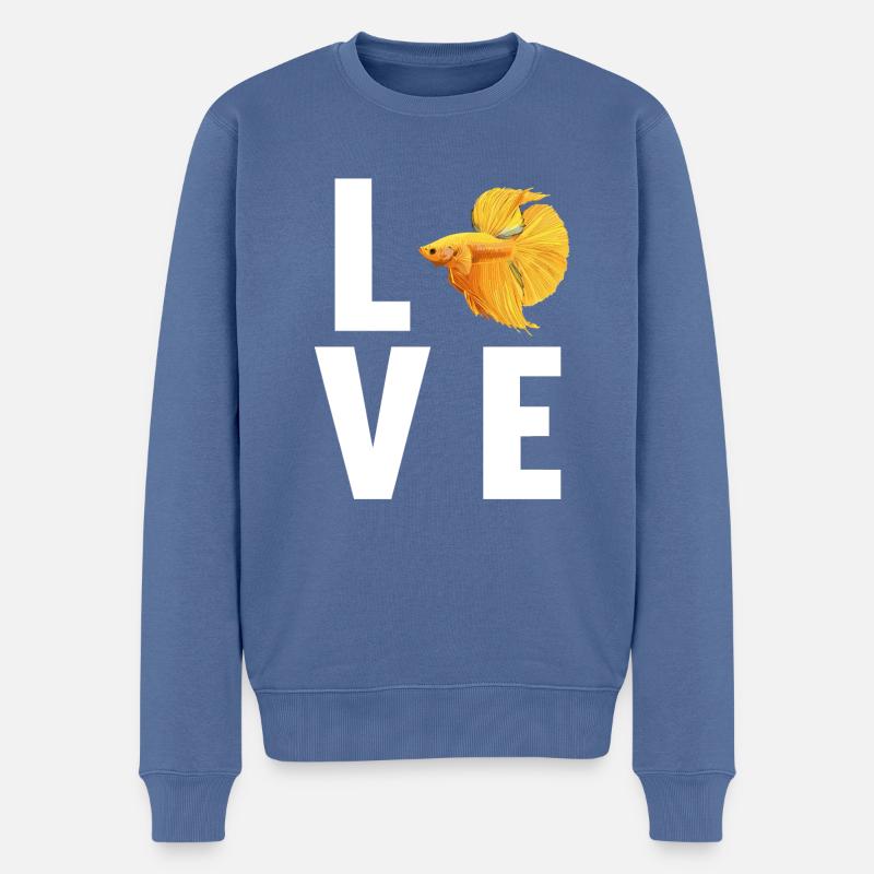 Bettas Betta Fisch Betta - Männer Premium Bio Pullover - Taubenblau