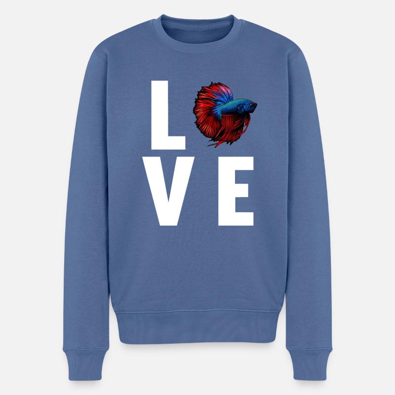 Bettas Betta Poisson Betta - Pull Premium bio Homme - bleu pigeon