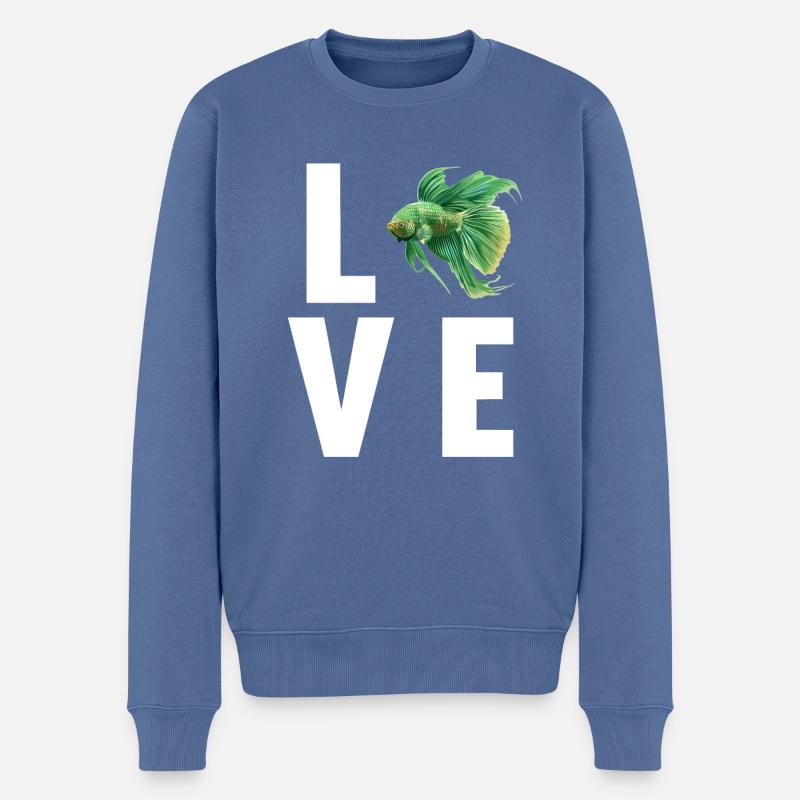 Bettas Betta Poisson Betta - Pull Premium bio Homme - bleu pigeon