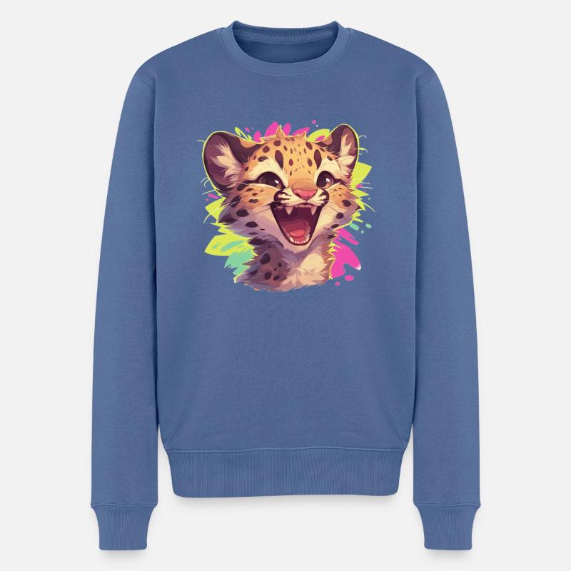 Leoparden Leopard - Männer Premium Bio Pullover - Taubenblau