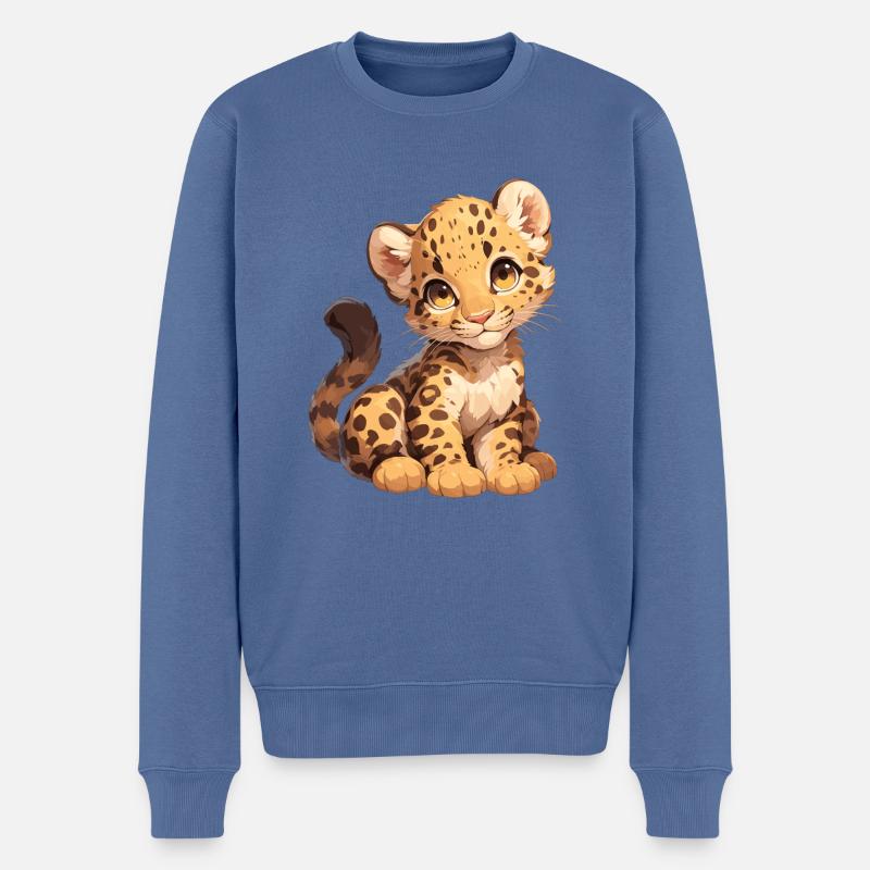 Leoparden Leopard - Männer Premium Bio Pullover - Taubenblau