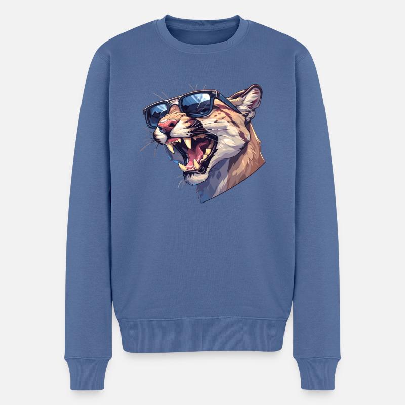 Cougar Berglöwen Berglöwe - Männer Premium Bio Pullover - Taubenblau