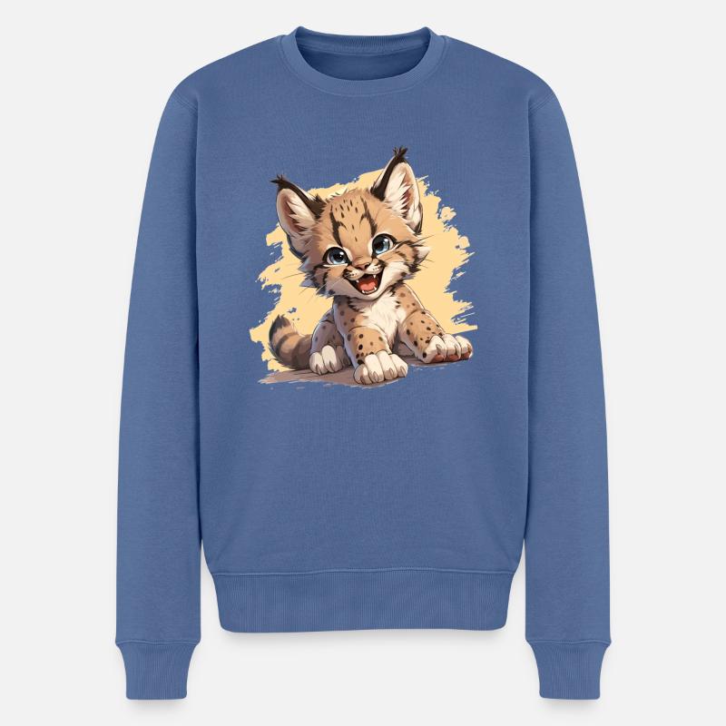 Lynx Luchse Luchs - Pull Premium bio Homme - bleu pigeon