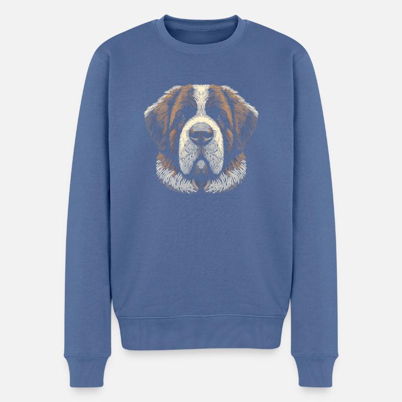Empreinte digitale du Saint-Bernard - Pull Premium bio Homme - bleu pigeon