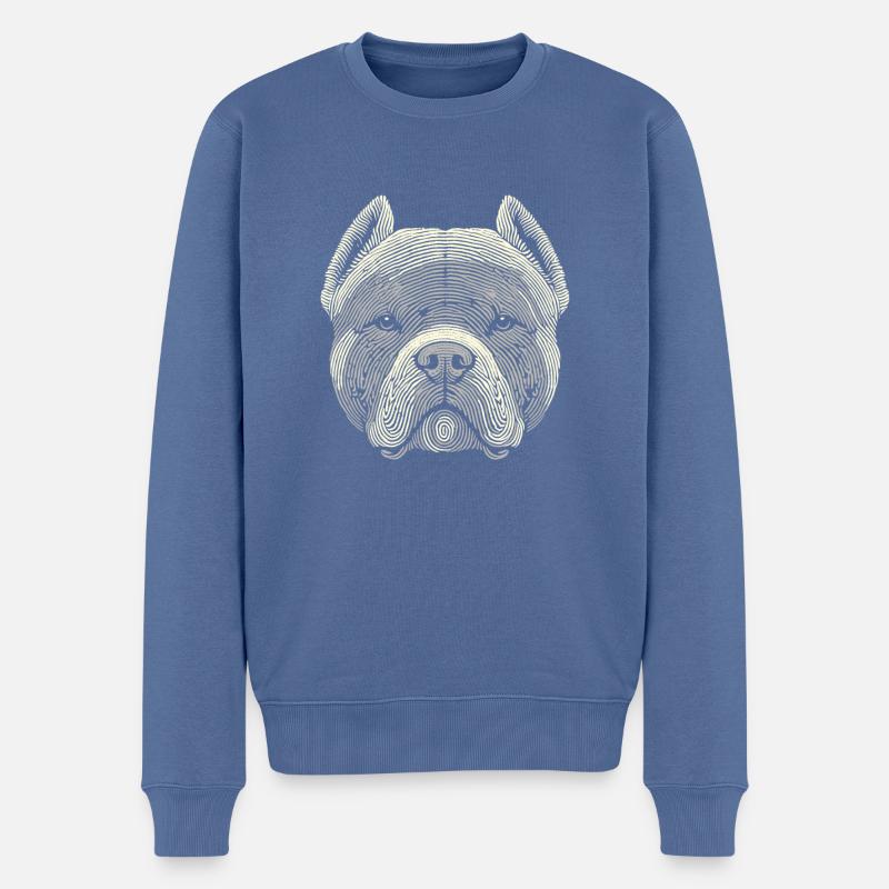 Empreinte digitale d’American Bully - Pull Premium bio Homme - bleu pigeon