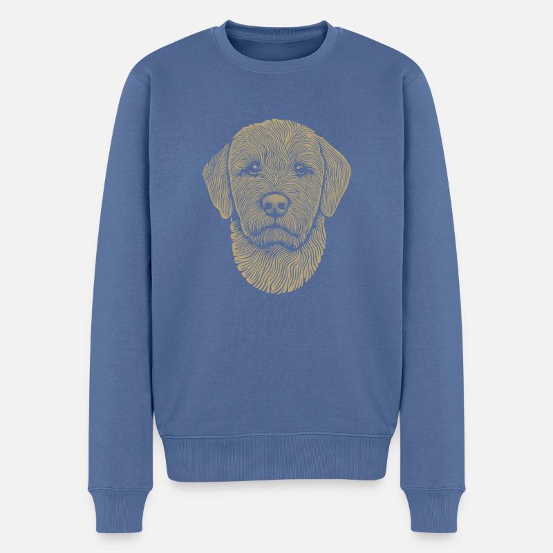 Empreinte digitale Golden Doodle - Pull Premium bio Homme - bleu pigeon