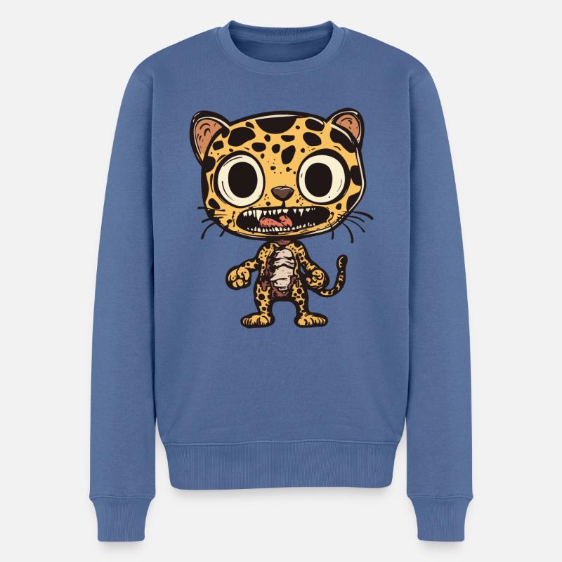 Leopard Halloween Zombie - Männer Premium Bio Pullover - Taubenblau