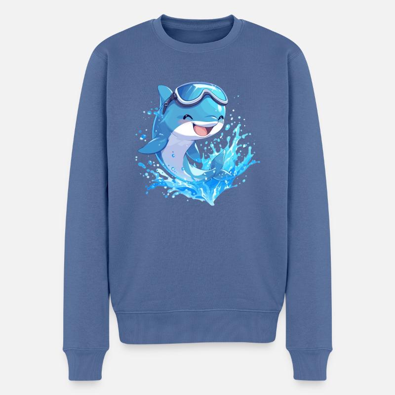 Dauphin Dauphins Dauphin - Pull Premium bio Homme - bleu pigeon