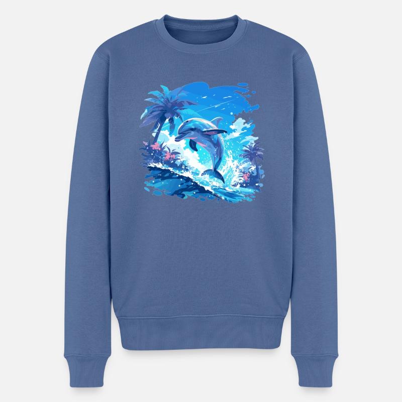 Dauphin Dauphins Dauphin - Pull Premium bio Homme - bleu pigeon